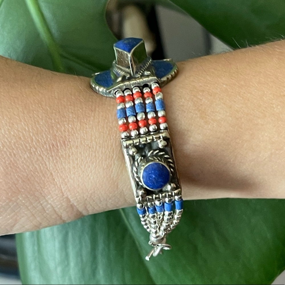 Tibetan silver gemstone ethnic bracelets - Picture 5 of 16